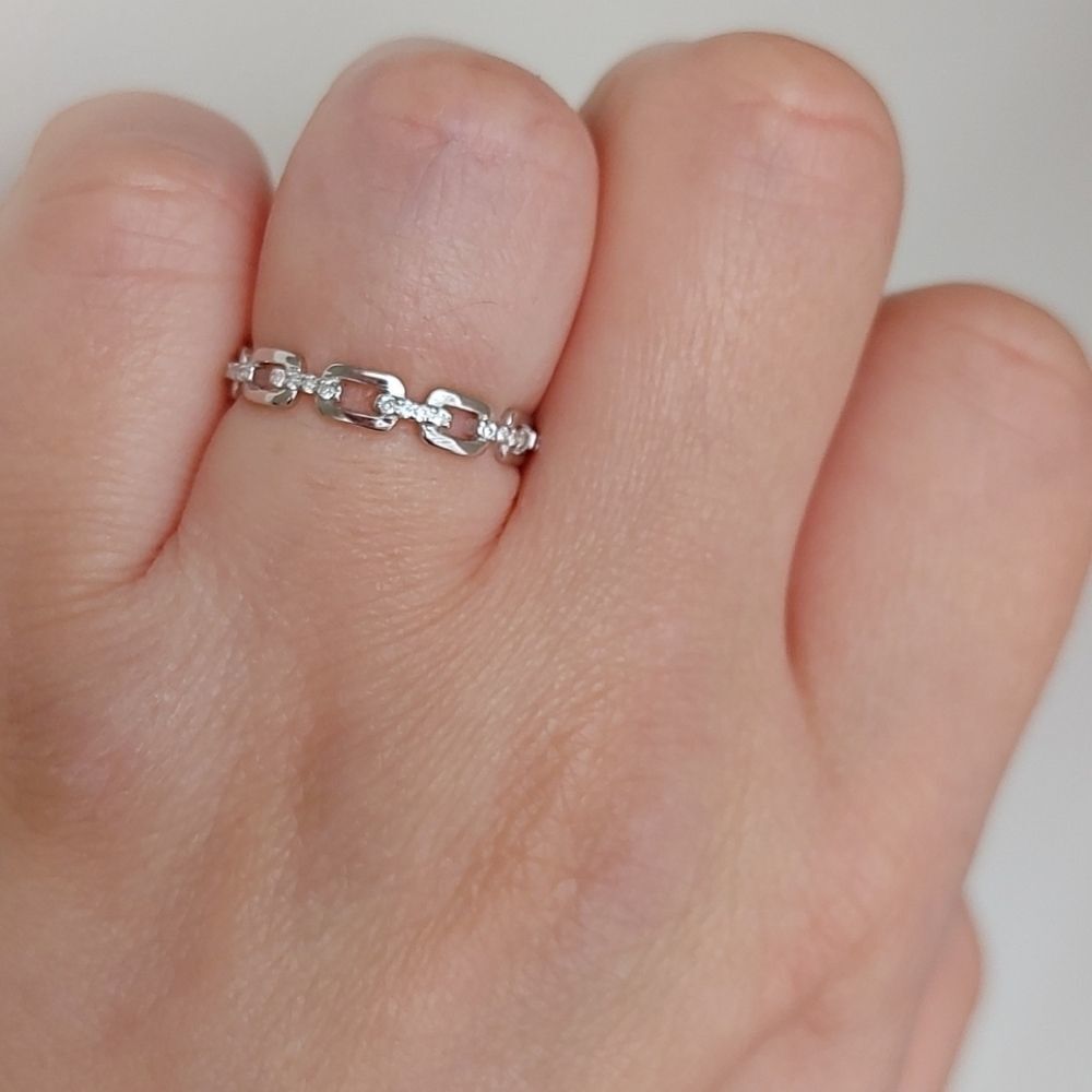 925 Sterling Silver Links Ring - Picture 6 of 8